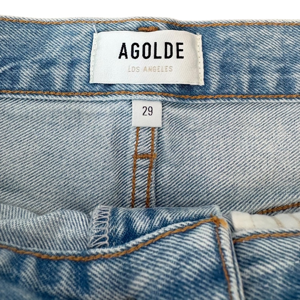 AGOLDE Parker Long High Rise Denim Shorts Light Wash Size 29 A9127-1141 - Picture 3 of 6